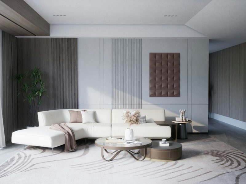 Riviera villa with a heated pool and summer kitchen — living room