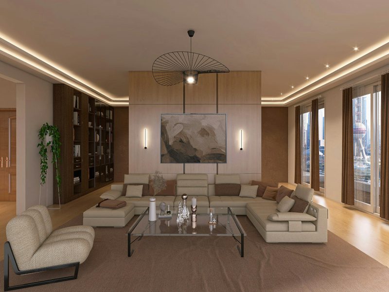 Mashta Island waterfront with sweeping bay views — living room