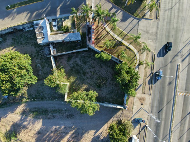 Buildable estate lot on Tigertail Avenue — aerial view of the lot