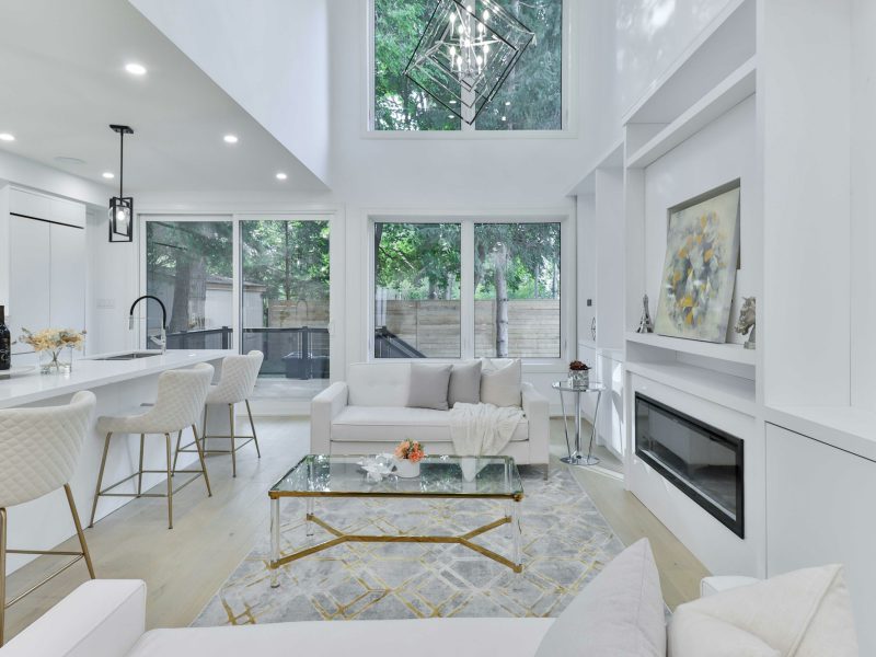 Gables Estates bayfront villa with deep-water dockage — living room
