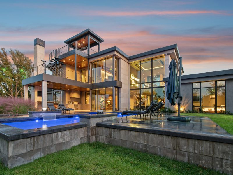 North Bay Road estate with a Biscayne Bay sunset dock — exterior