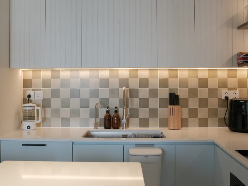 Edgewater two-bedroom with a bay-view balcony — kitchen
