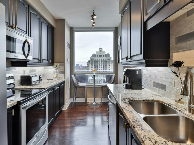 Double-height loft steps from the Metromover — kitchen