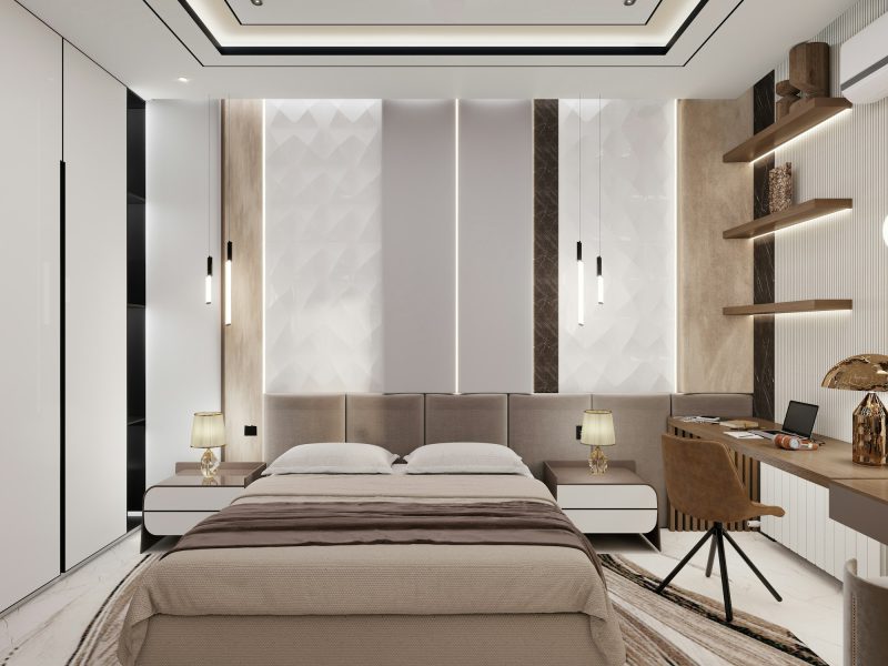 Riviera villa with a heated pool and summer kitchen — bedroom