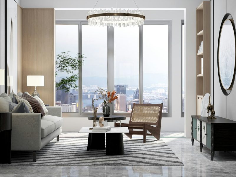 Oceanfront penthouse with 360-degree terraces — living room