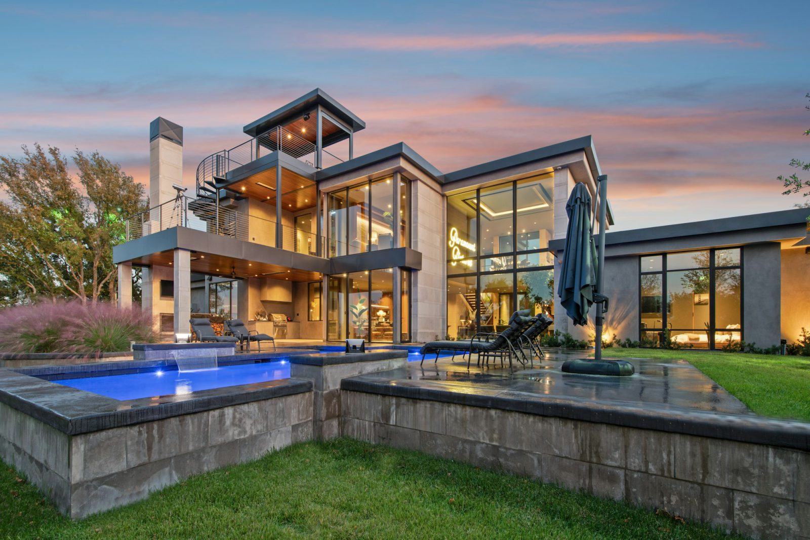 North Bay Road estate with a Biscayne Bay sunset dock — exterior