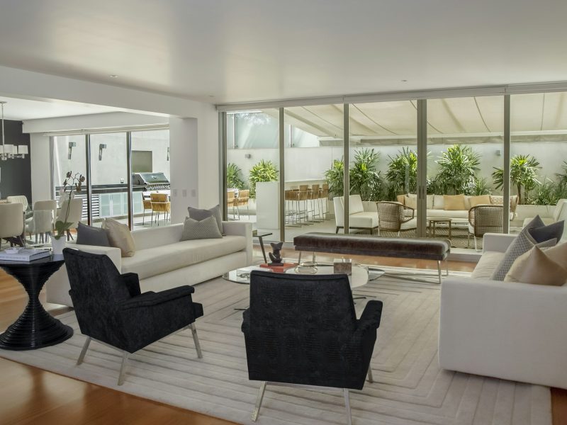 Sky-high Brickell condo with bay views — living room