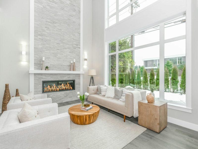 North Bay Road estate with a Biscayne Bay sunset dock — living room