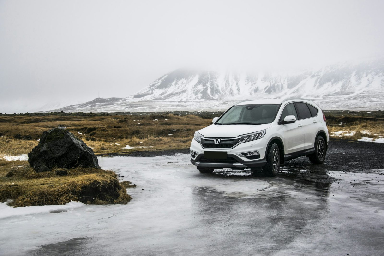 White Honda CR-V, front three-quarter view