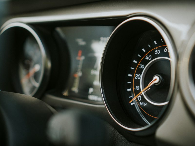 Black car instrument panel cluster