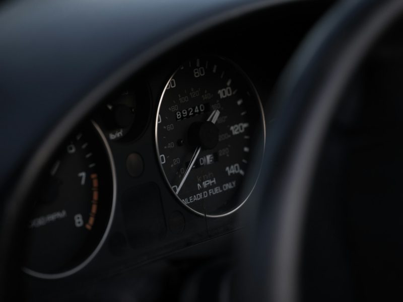 Black vehicle speedometer