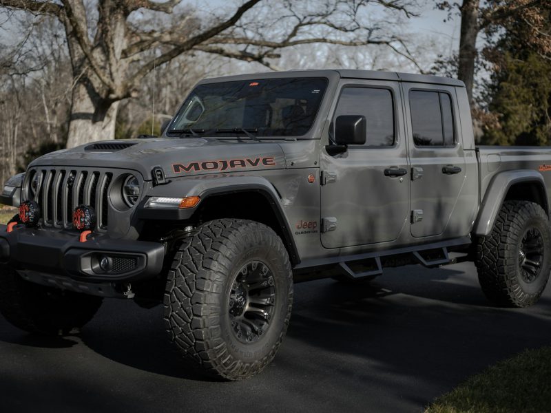 Gray Jeep Gladiator, front three-quarter view