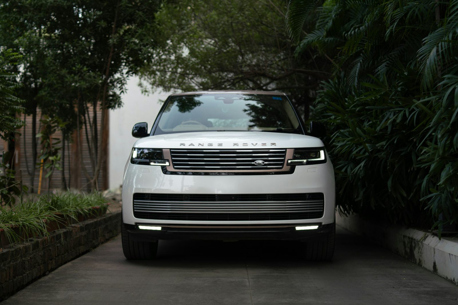 White Land Rover Range Rover, front view
