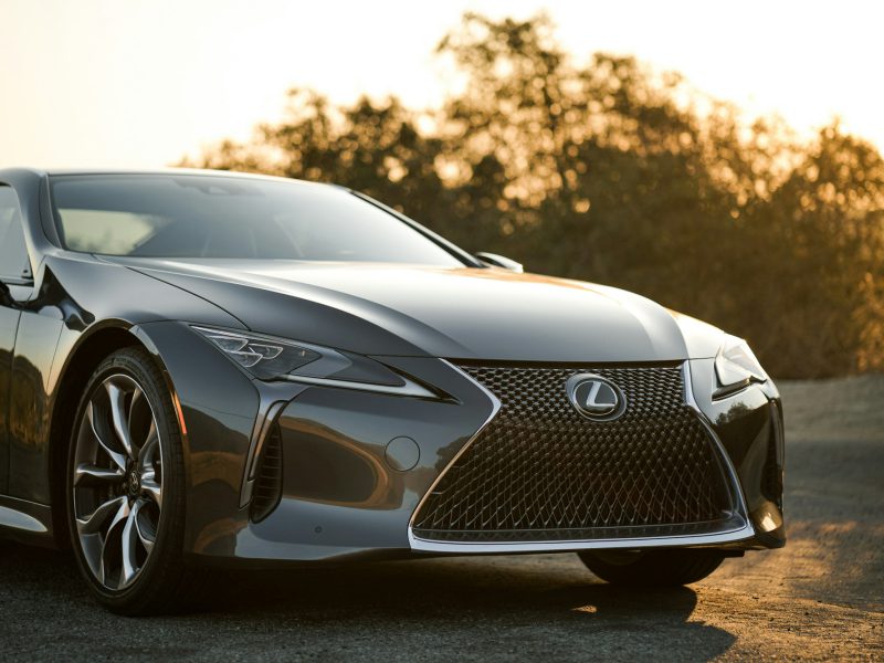 Gray Lexus LC, front three-quarter view