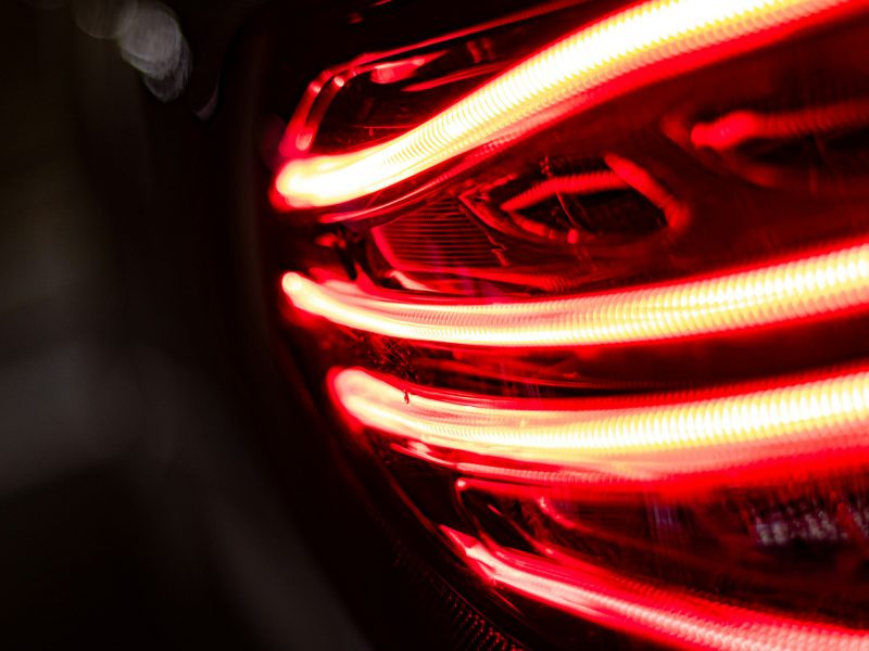 Red LED tail light close-up