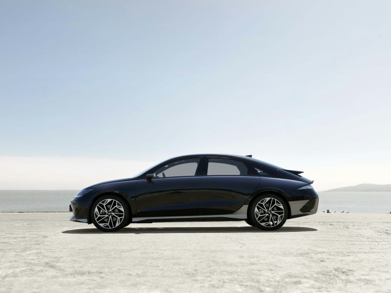Black Hyundai Ioniq 6, side profile