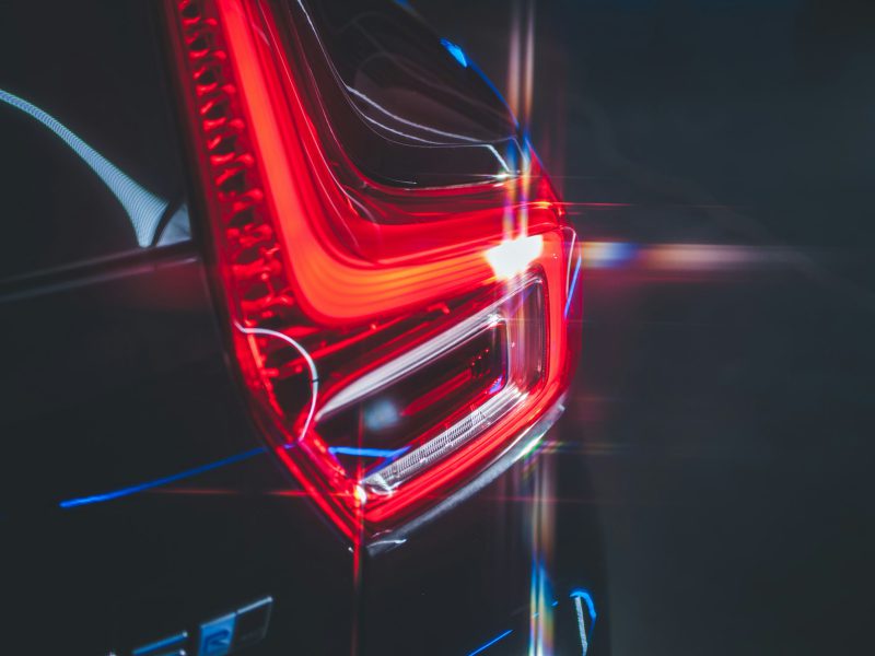 A close up of a car tail light