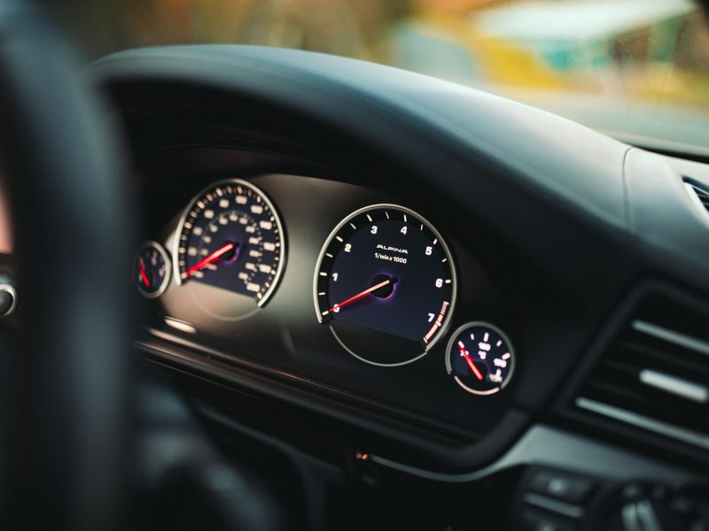 Black car instrument panel cluster