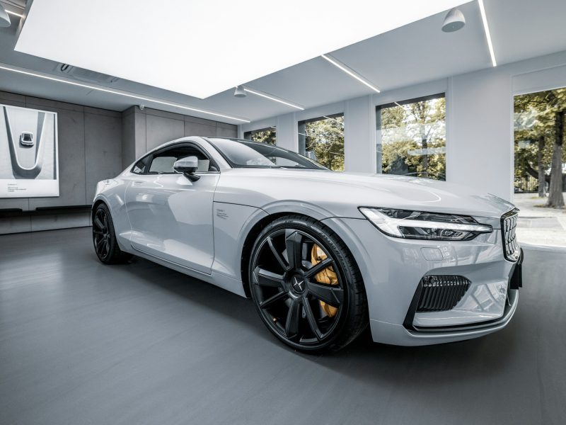 Silver Polestar Polestar 1, front three-quarter view