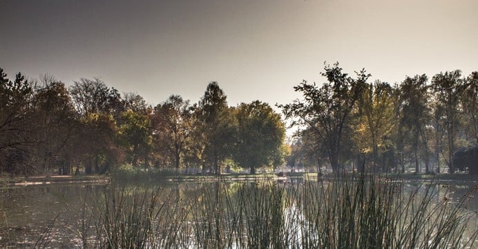 Autumn colors: Lovely lake & park scenery