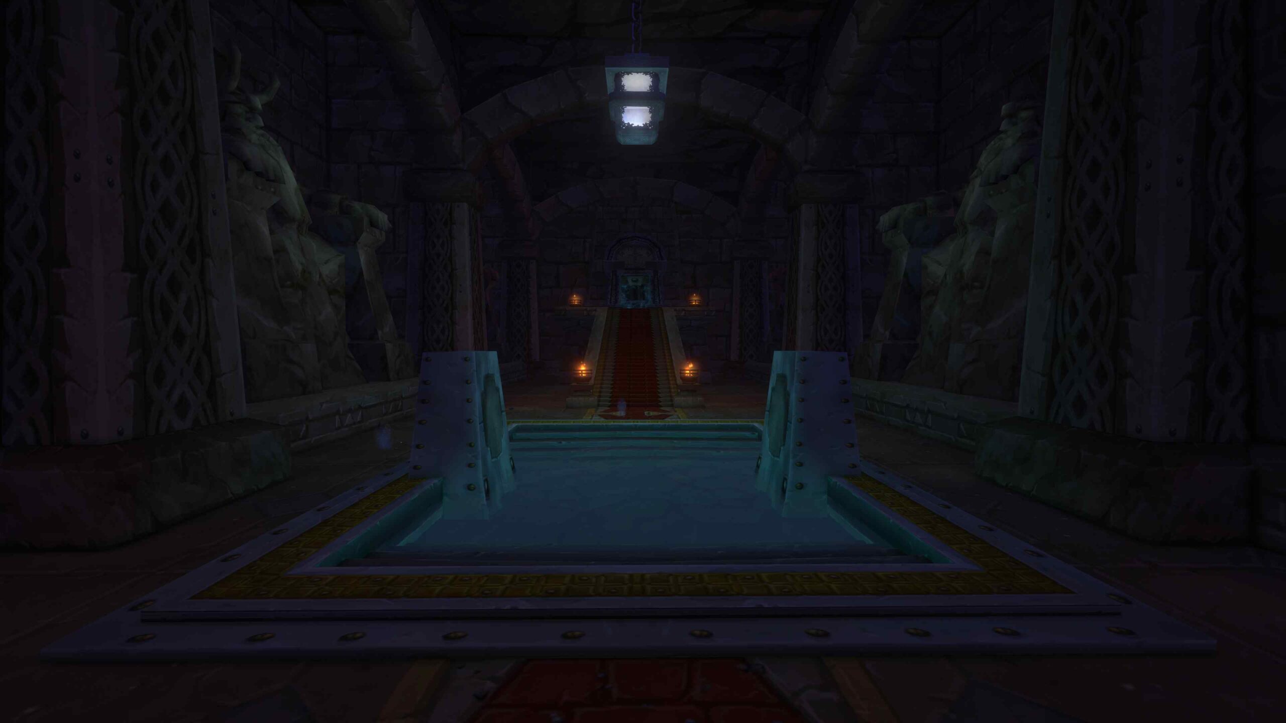 A torch-lit dungeon hall