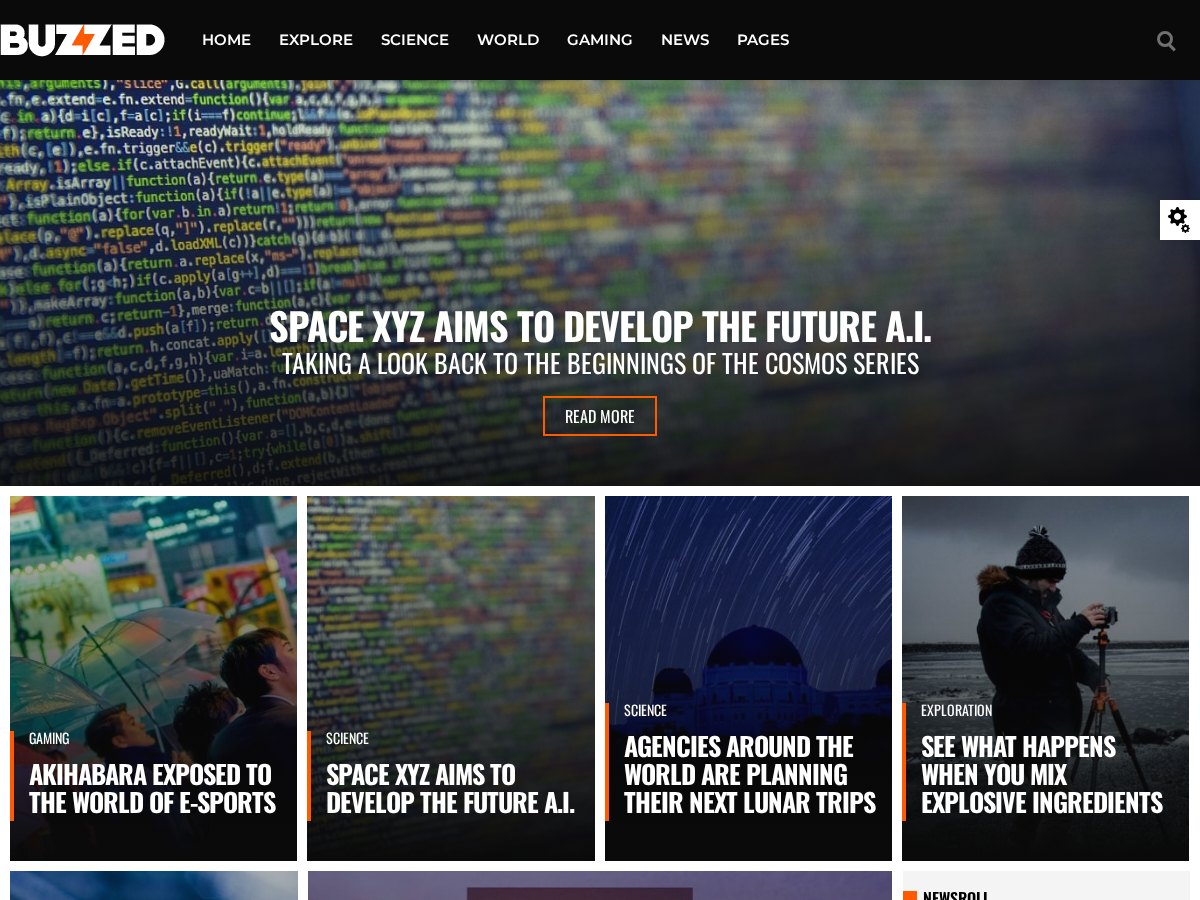 The Buzzed demo front page
