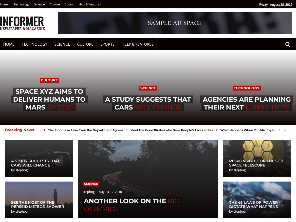 The Informer demo front page (newspaper WordPress theme)