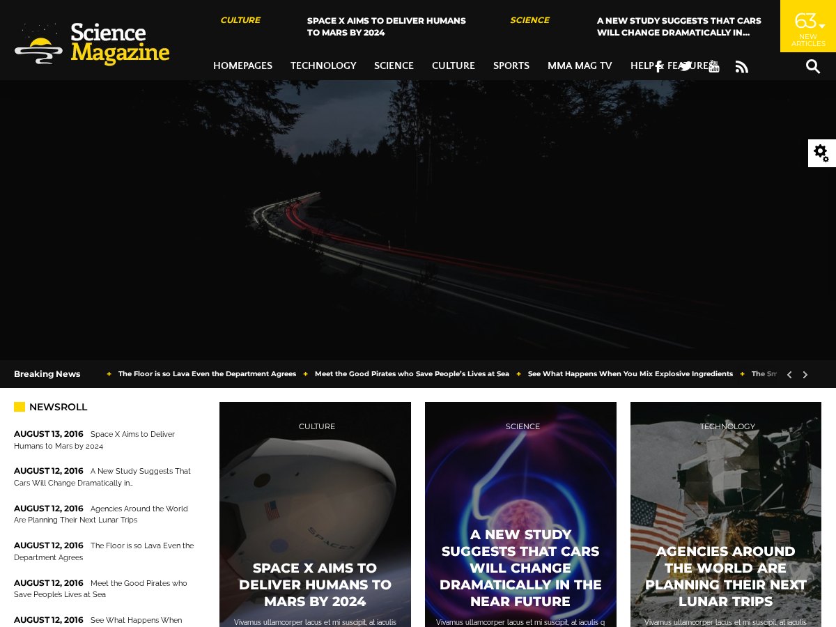 The Science Magazine demo front page