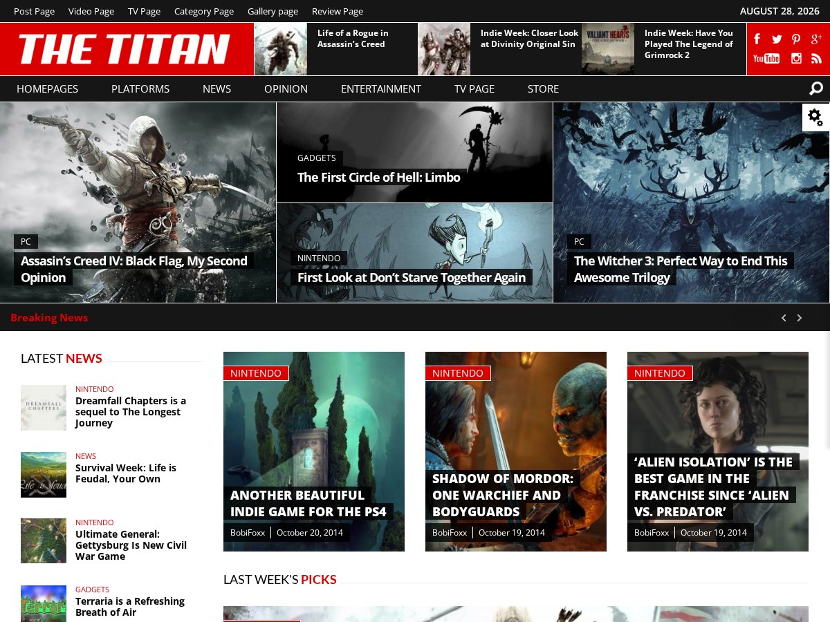 The Titan demo front page (Titan magazine theme)